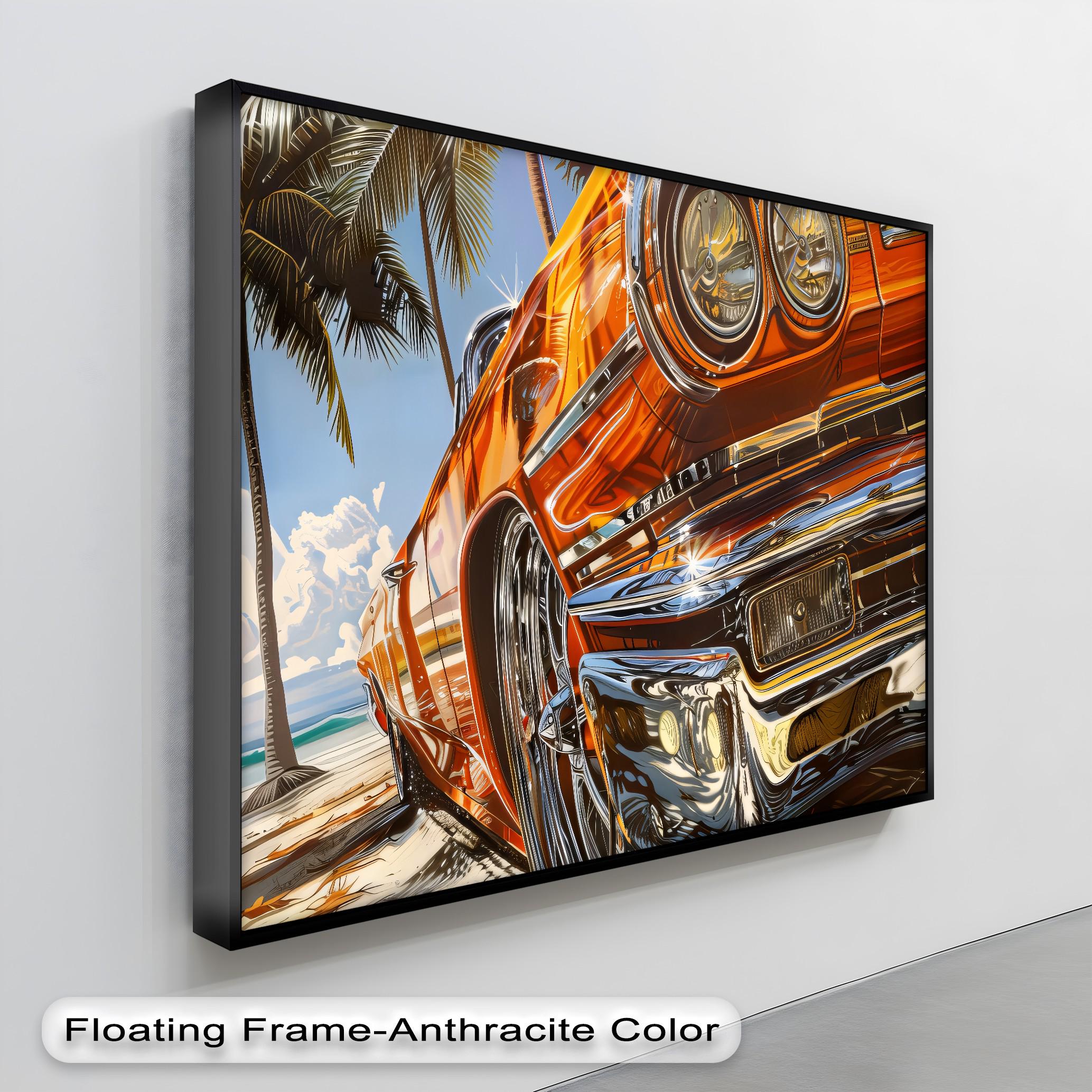 絵画ーアメリカーメキシコ？リトグラフ Lowrider Car Tropical Beach Print: Chrome Orange Classic Auto - Etsy