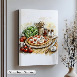 Italian Pizza Kitchen Wall Art: Rustic Culinary Canvas or Poster