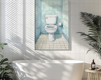 Impresión divertida de inodoro: arte minimalista para la pared del baño