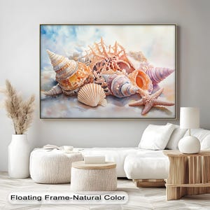 Seashell Collection Canvas Wall Art, Beach Shell Poster, Canvas & Framed Coastal Decor for Home