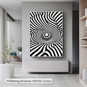 Optical Illusion Canvas Art: Black and White Spiral Design