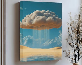 Surrealistisch gouden wolkenlandschap in de woestijn – Minimalistische hemelkunst