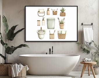 Lienzo decorativo minimalista para accesorios de baño: Impresión de decoración neutra
