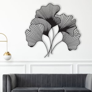 Metal Ginkgo Leaf Wall Art: Modern Home Decor