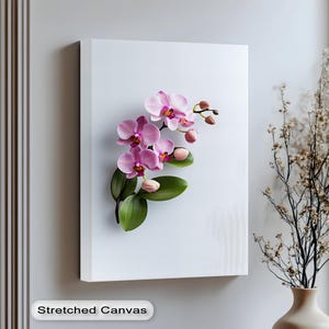 Rosa Orchidee Blumen - Leinwanddruck: Moderner botanischer Druck