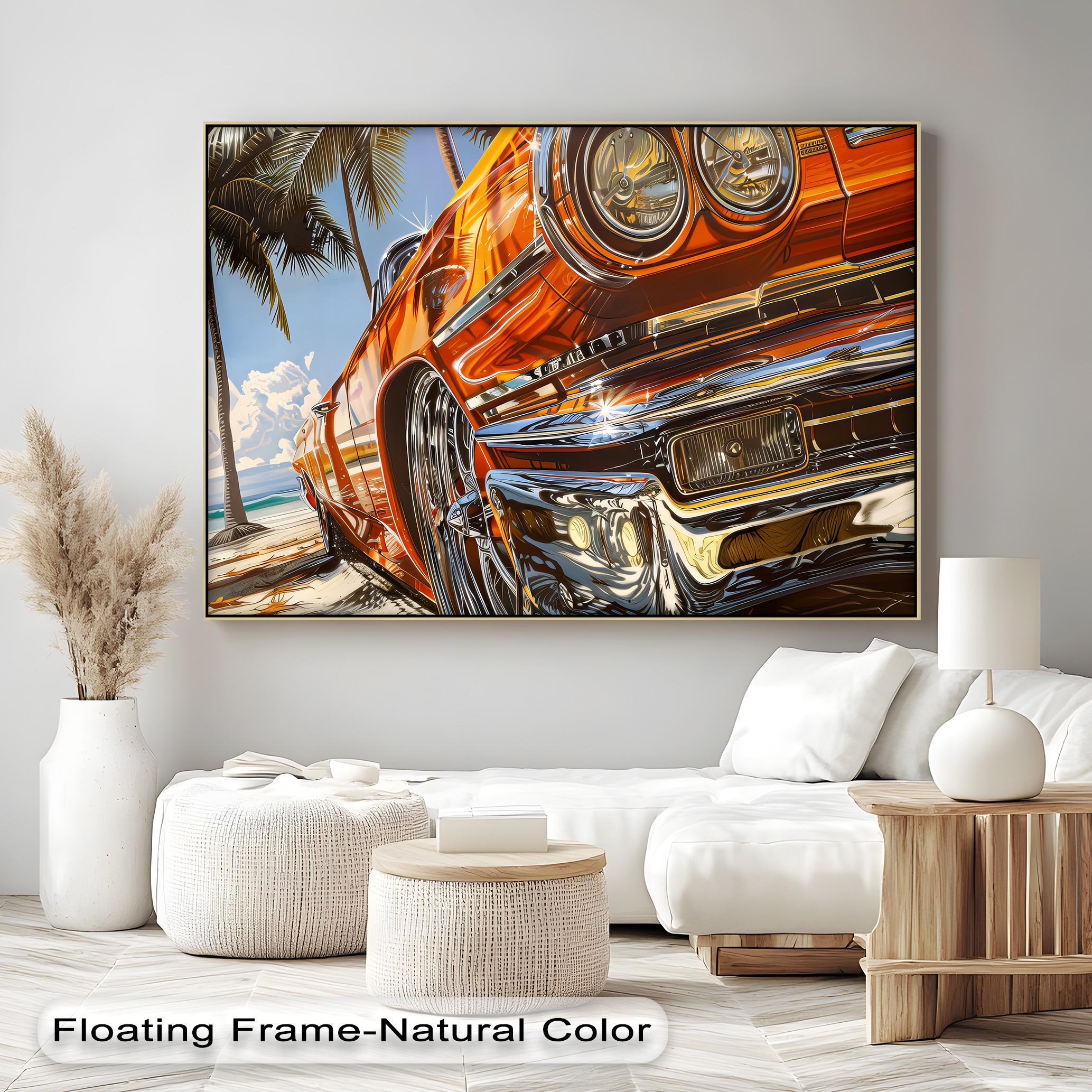 Lowrider Car Tropical Beach Print: Chrome Orange Classic Auto - Etsy