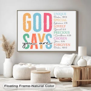 God Says You Are Canvas Art: Christian Scripture, Colorful Religious Home Decor