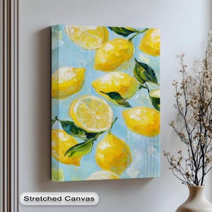 Canvasafdruk citroen: felgele citrusvruchten keukenmuurkunst