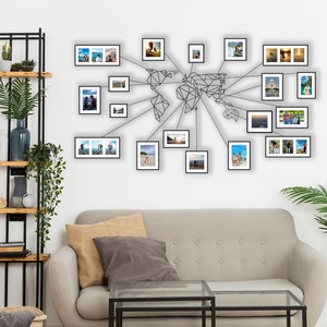 Mapa de viaje, decoración de pared de metal, mapa del mundo, mapa de recuerdo, arte de pared de metal grande, arte de pared moderno, colgante de pared, regalo para ella, regalo para el hogar, inauguración de la casa
