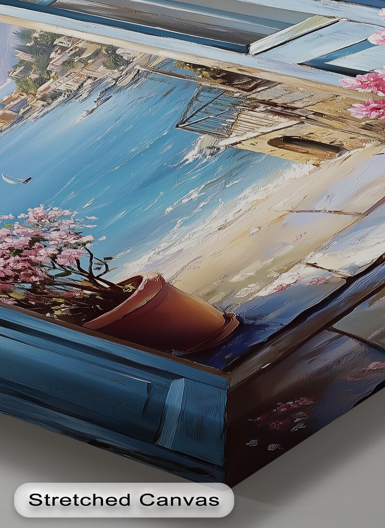 a painting of a potted plant on a window sill