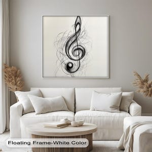 Quadro da parete astratto con chiave di violino – Poster o tela con simbolo musicale moderno, disegno minimalista a linee nere per sala musica o studio, quadro da parete su tela
