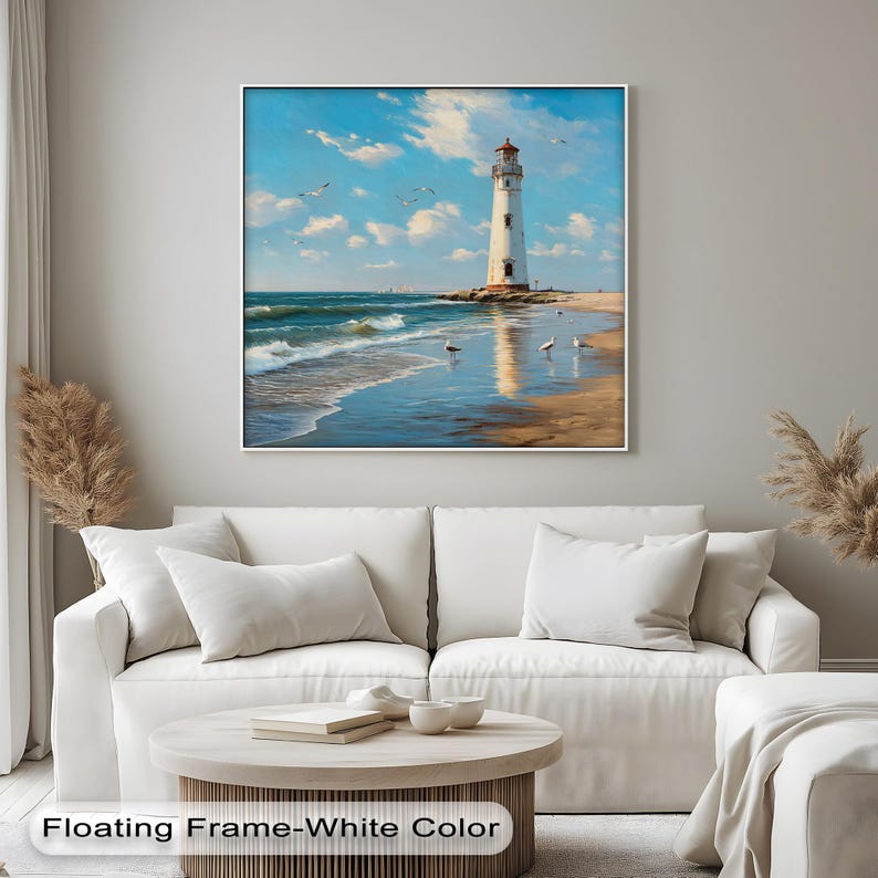 Coastal Lighthouse Seascape Canvas Print, Ocean Beach Wall Art - Etsy UK