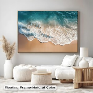 Quadro su tela con vista aerea sull'oceano - Poster con onde turchesi, tela e decorazioni costiere incorniciate