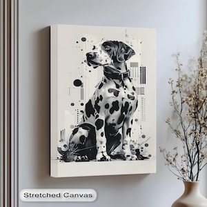 Dalmatian Canvas or Poster, Black & White Dog Wall Art, Urban Pet Illustration for Modern Hallways, Kids&#39; Rooms or Vet Clinics,canvas art