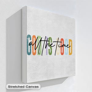Arte de pared &quot;Dios es bueno todo el tiempo&quot;, impresión de versículos bíblicos inspiradores, marco dorado, decoración cristiana para sala de estar y entrada.