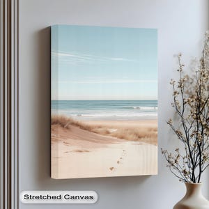 Décoration murale sur toile Sandy Dunes Beach Path, affiche minimaliste avec vue sur l&#39;océan, toile et impression encadrée pour décoration côtière