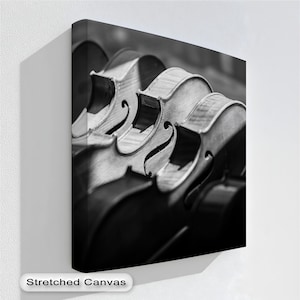 Violin Wall Art, Black and White Musical Instrument Print, Framed Canvas or Poster with Natural Frame for Music Room & Studio,canvas art