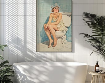 Retro Pin-Up Girl Bathroom Art: Funny Vintage Glam Decor