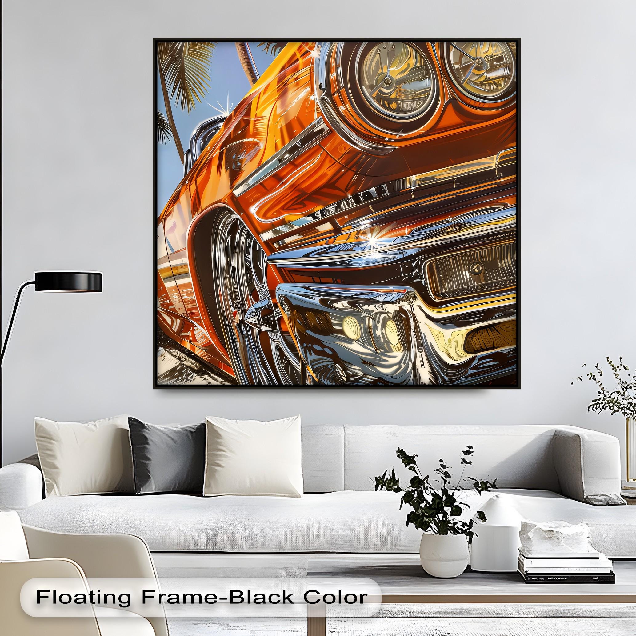 Lowrider Car Tropical Beach Print: Chrome Orange Classic Auto - Etsy