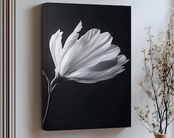Monochrome Tulip Canvas Print – Elegant Floral Wall Art