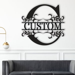 Letrero metálico personalizado con nombre de familia, decoración de pared de metal personalizada, arte de pared de metal grande, colgante de pared, regalo para ella, regalo para su primer hogar, inauguración de la casa