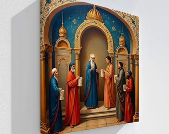 Oriental Palace Canvas Print: Middle Eastern Scholars framed canvas wall art