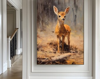 Baby Deer Canvas Print: Woodland Nursery Wall Art