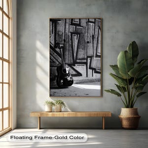 Black Acoustic Guitar Wall Art, Monochrome Music Poster with Natural Frame for Bedroom or Studio,canvas wall art,poster wall art