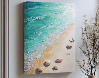 Fractal Ocean Wave Art Print: Purple Aqua Seascape, Seashells - Etsy