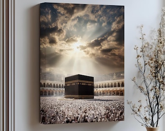 Kaaba Canvas Print: Mecca Islamic Wall Art with Black Frame