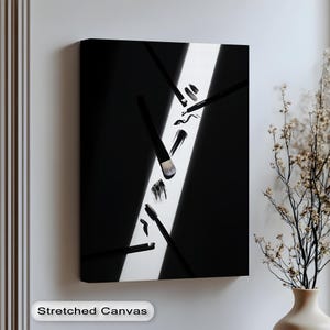Minimalist Makeup Brushes Canvas Wall Art, Black and White Beauty Poster, Canvas & Framed Decor