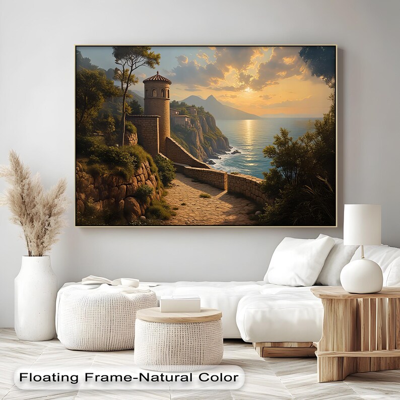 Mediterranean Sunset Canvas Art: Coastal Cliffside View Canvas Print - Etsy