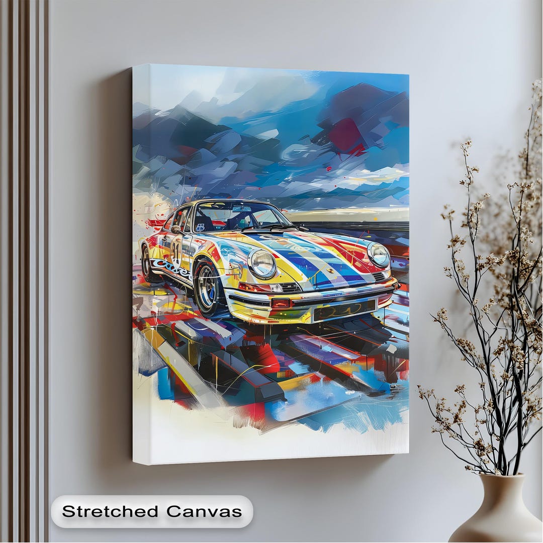 Vintage Race Car Art: Abstract Track, High-speed Energy - Etsy