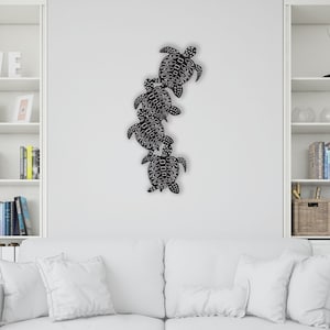 Large Metal Wall Art,Turtle Family Metal Wall Decor,Metal Turtle Wall Art, Modern Wall Art,Gift For Her,Home Gift,Housewarming