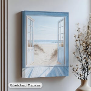 Open Beach Window Canvas Print: Coastal Summer House Wall Art