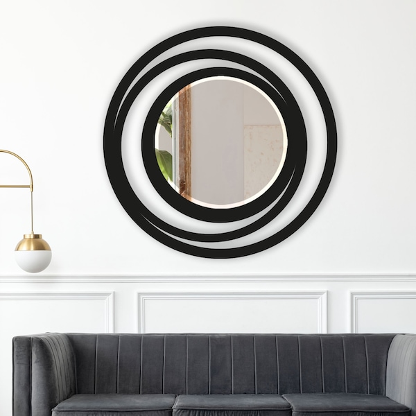 Metal Wall Mirror,Wall Mirror Decorative Art,Geometric Metal Mirror,Modern Mirror Wall Decor,Metal Modern Round Wall Mirror,Metal Round Art