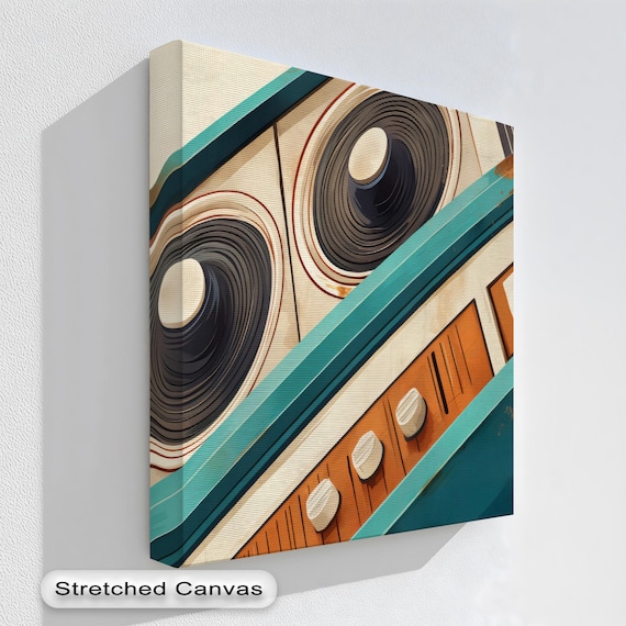 Vintage Stereo Speaker Canvas Print: Retro Music Room Wall Art - Etsy