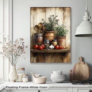 Rustikale Küchenregal Wandkunst - Leinwand im Landhausstil, Poster & gerahmter Druck für die rustikale Küche im Landhausstil