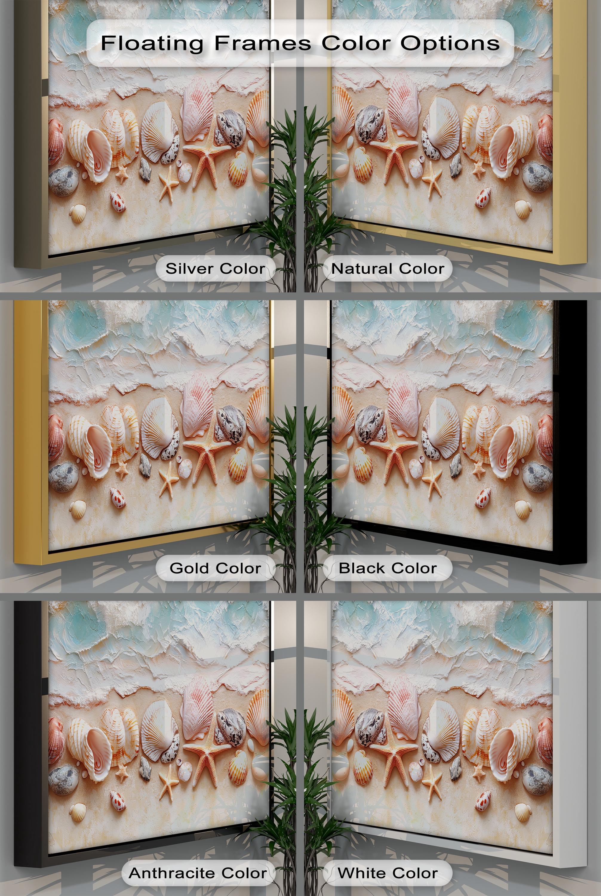 Seashell and Starfish Beach Wall Art, Ocean Wave Coastal Canvas ...