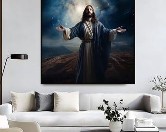 Jesus Under Night Sky Canvas Print: Faith-Based Home Decor