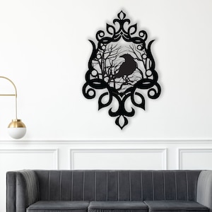 Metal Raven Gothic Wall Decor,Raven Gothic Wall Art,Metal Raven,Gothic Crow Metal Wall Art, Gift For Her,Home Gift,Housewarming