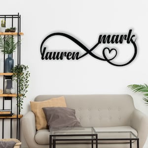 Metal Customized Names Infinity Sign,Personalized Heart Metal Wall Art,Love Wall Art, Gift For Her,First Home Gift,Housewarming