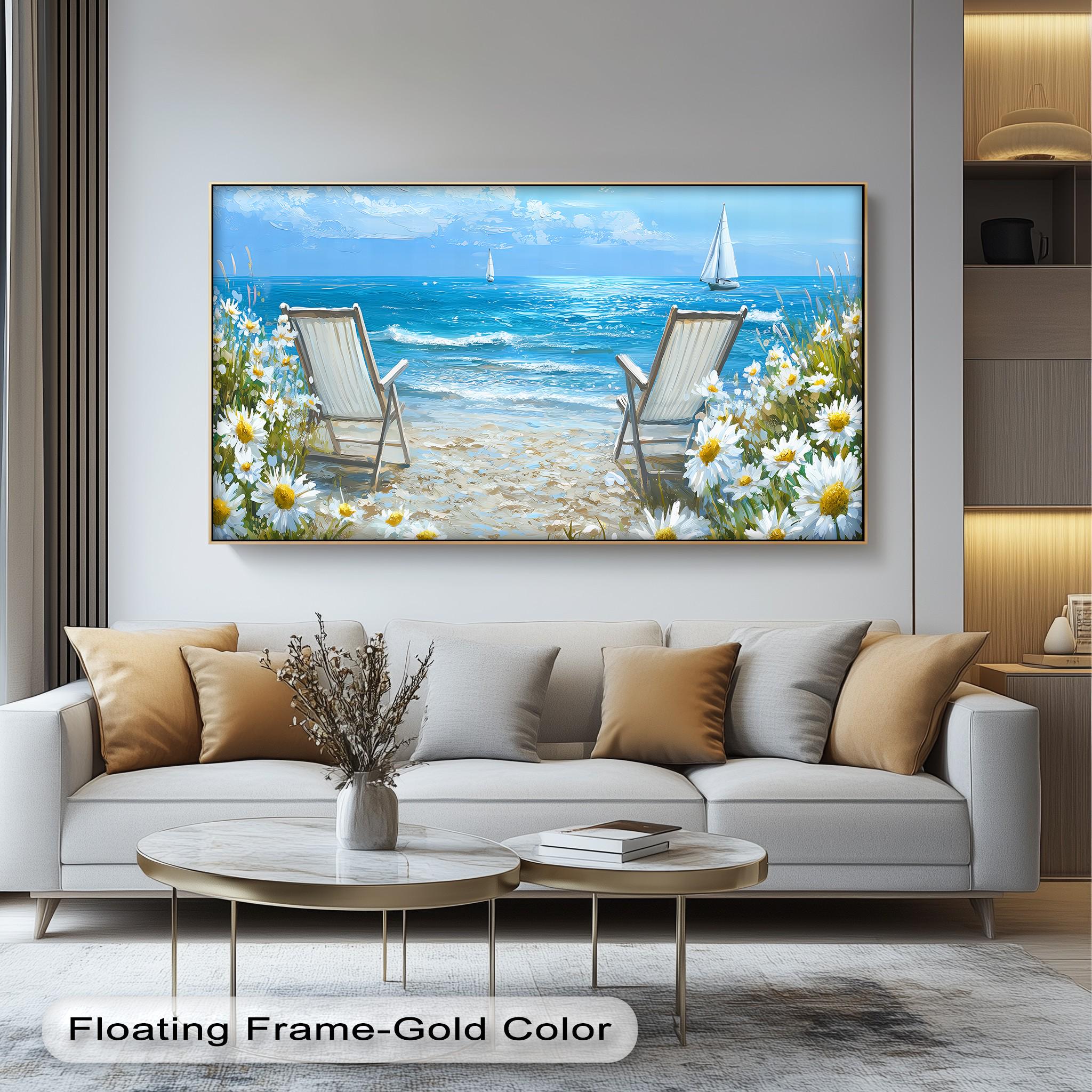 Seaside Serenity Canvas Art: Beach Chairs & Ocean View - Etsy