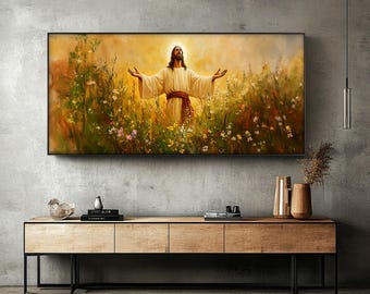 Jesus Reaching Hand Canvas Print: Christian Home Decor, Faith-Inspired Art