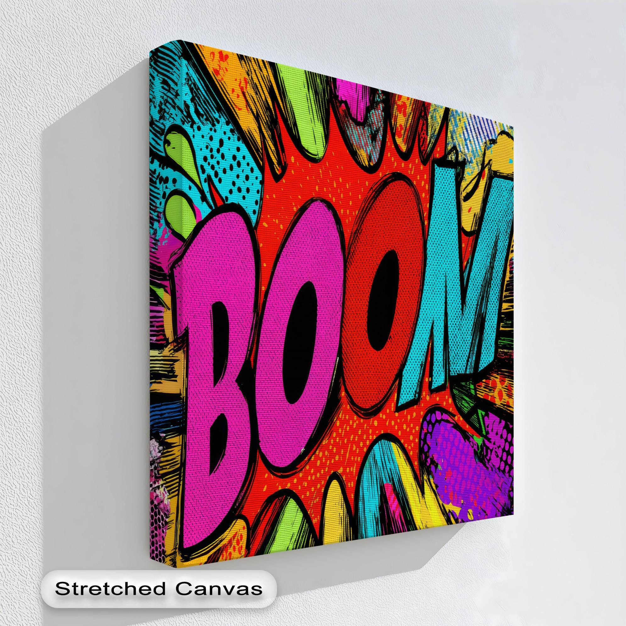 BOOM Comic Pop Art Canvas Print: Teen Room Decor, Natural Frame - Etsy