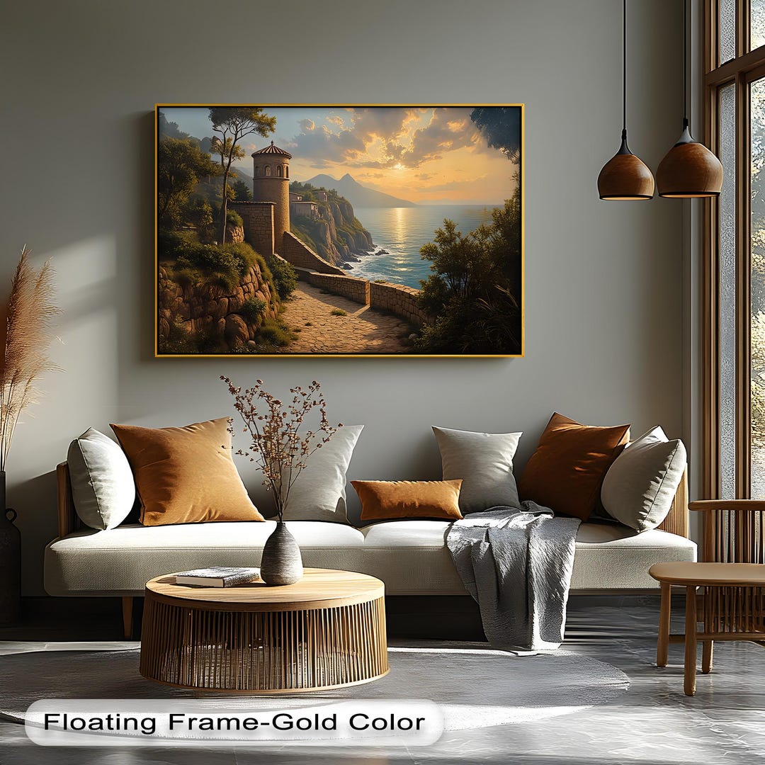 Mediterranean Sunset Canvas Art: Coastal Cliffside View Canvas Print - Etsy