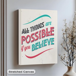 Motivational Canvas Wall Art: &#39;All Things Are Possible&#39; - Anthracite Frame