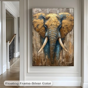 Majestic Elephant Wall Art – Stampa su tela verticale con cornice nera per un arredamento moderno ispirato alla fauna selvatica africana