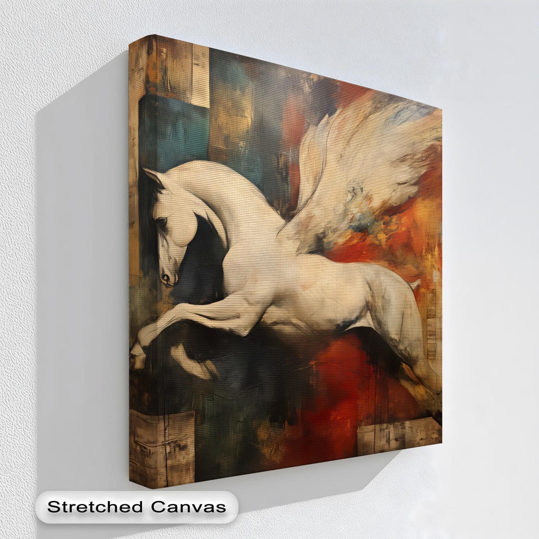 Pegasus Canvas Print: Mythical Winged Horse - Abstract Equestrian Art ...
