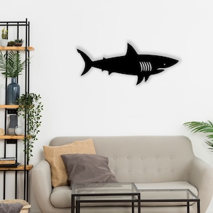 Shark Metal Wall Art: 3D Shadow Effect, Modern Wall Hanging